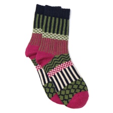 Raspberry & Olive Mix Nordic Knit Socks by Peace of Mind